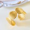 Vintage Coral Stainless Steel Open Bangles for Women Starfish Shell Fish Wrap Wide Cuff Bracelet Bohemia Summer Wrist Jewelry