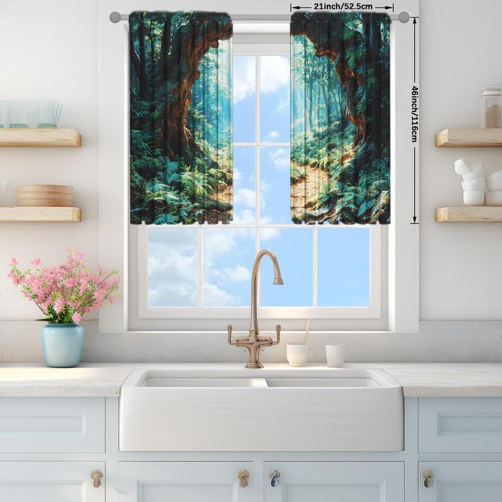 2-Panels Natural Beauty Forest Semi Blackout Curtains   Half Blackout Suitable for Artistic Home Decorative Curtains