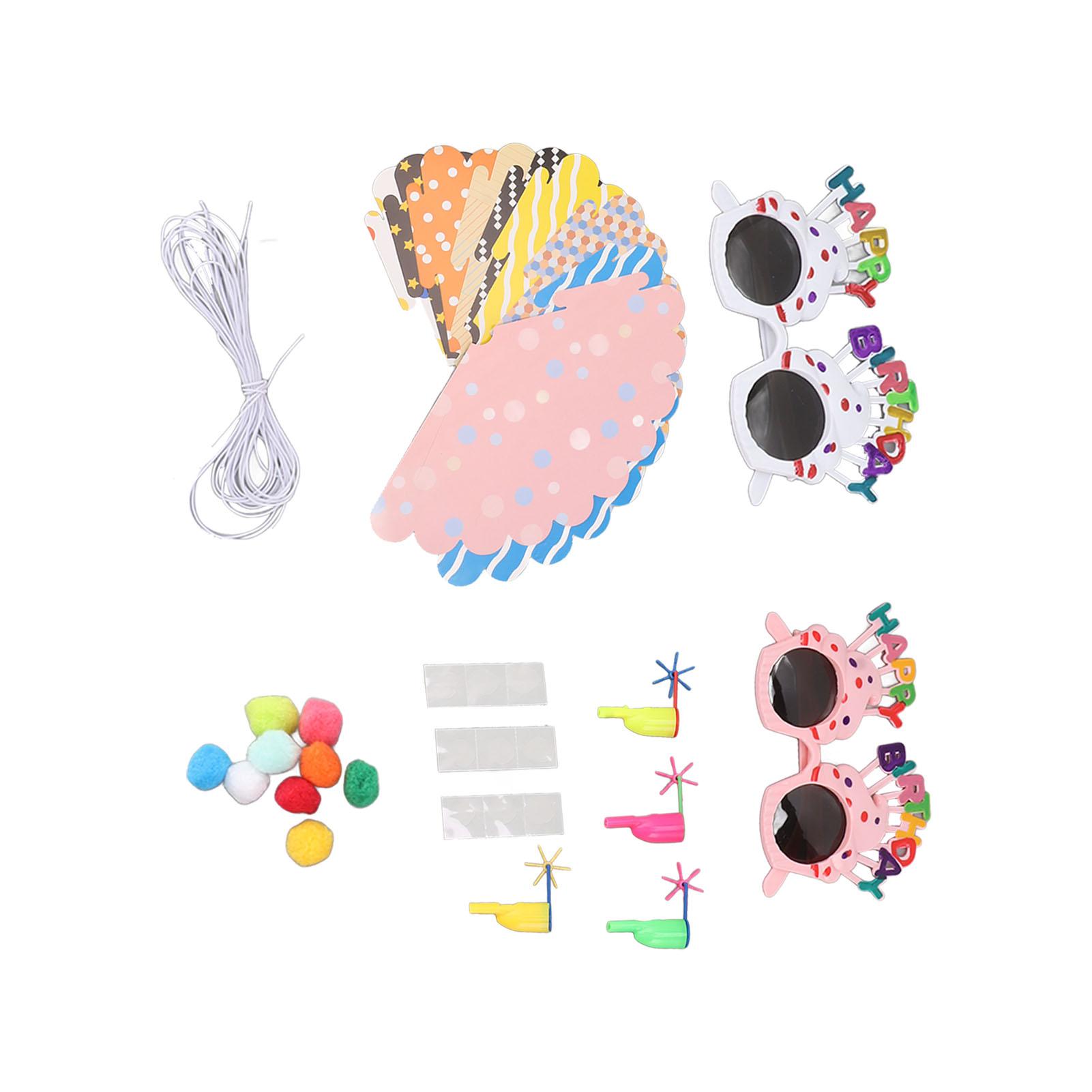 

18pcs Colorful Birthday Party Hats for Kids 4pcs Happy Birthday Glasses 8pcs Birthday Whistles Birthday Party Decor