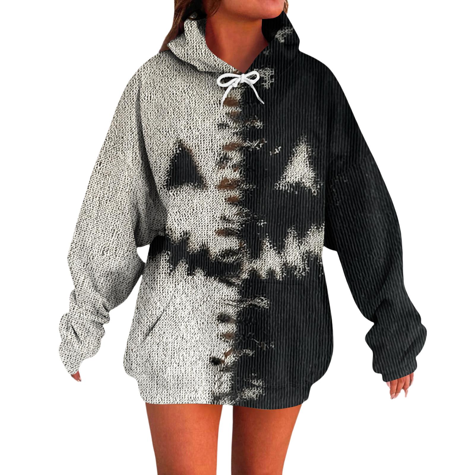 

Женский свободный удобный повседневный модный худи с принтом «Разбитый ветер» XL