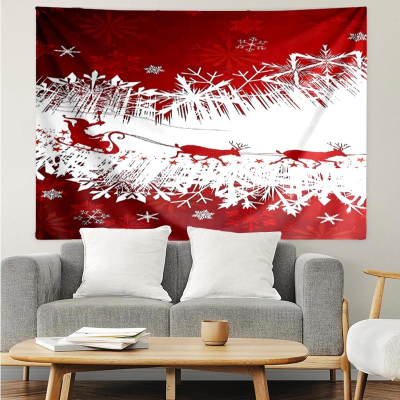 Christmas-reindeer Print Tapestry, Backdrop, Easy Setup, Ideal for Bedroom, Office & Living Room, with Aesthetic Wall Hanging Decor.