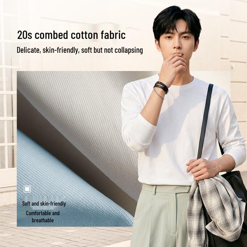 Baleno Men's Cotton Long-Sleeve Crew Neck Oversized T-Shirt
