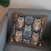 2D Colorful Owls and Fish Pattern Pillow Covers Pattern Cushion Cover Suitable for Sofa Bedroom Car Pillow Cover