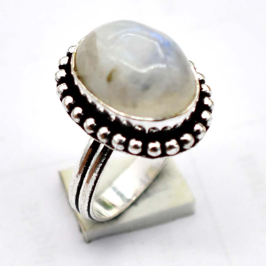 Moonstone Ethnic Handmade Ring Jewelry US Size-6.75 R 5721