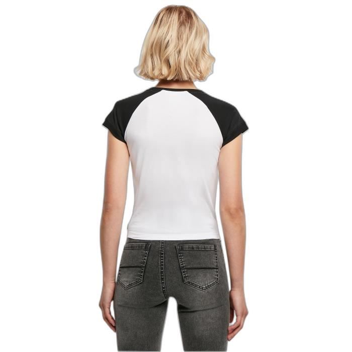 T-shirt baseball retro femme Urban Classics Organic Stretch GT - blanc/noir - 2XL