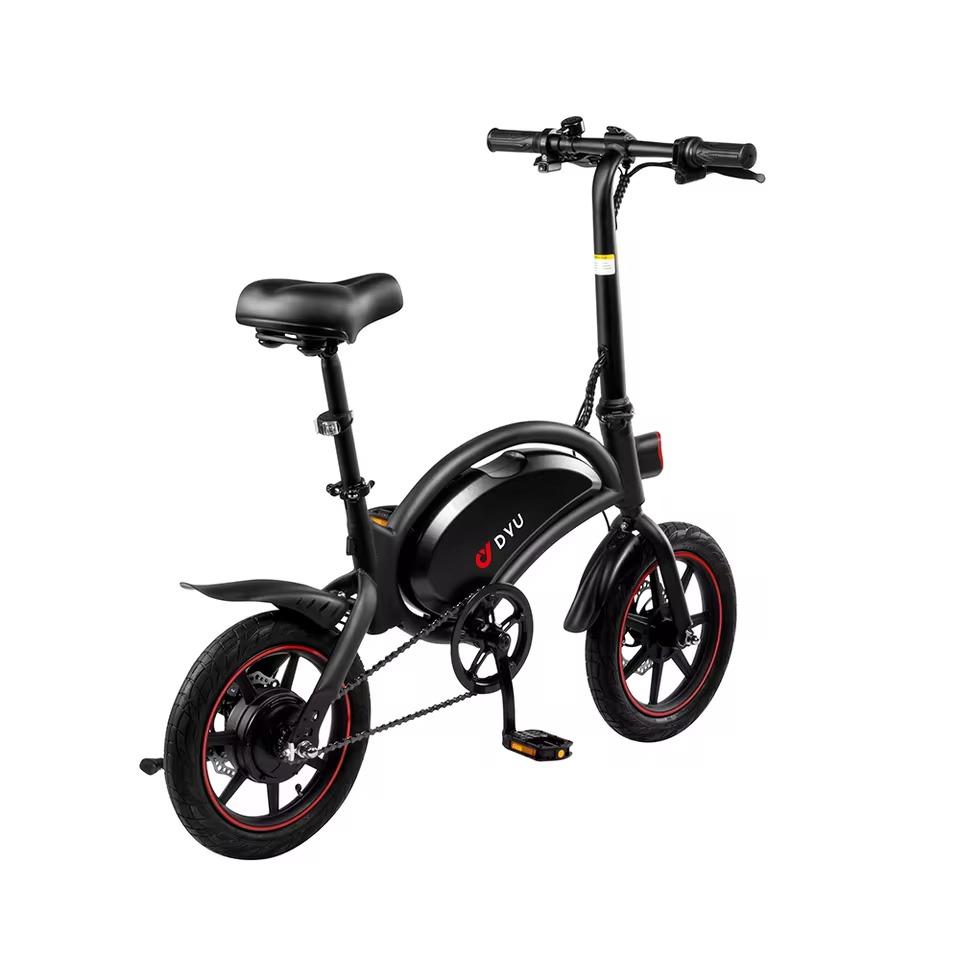 DYU D3F Folding Electric Bike, 250W Motor, 36V10Ah Battery, 14 inch Tires, Dual Disc Brake, Black
