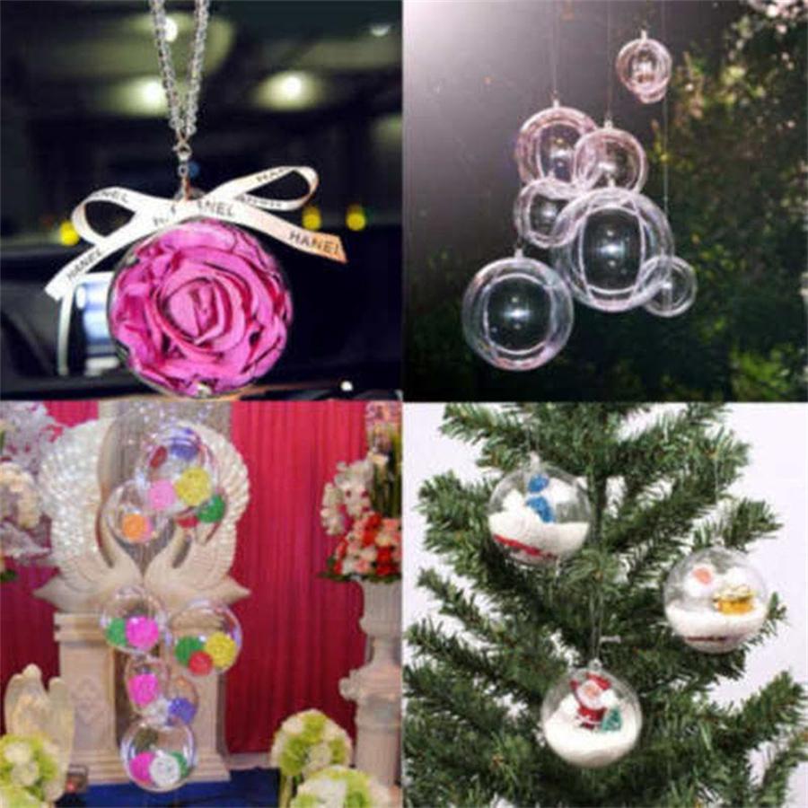 25Pcs Clear Plastic Ball Baubles Christmas Tree Hanging Party Ornament Craft DIY