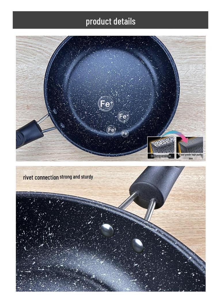 Maifan Stone Non-Stick Mini Wok for Stir-Fry, Steak, Vegetables, Pancakes, and Dumplings; Induction Compatible.