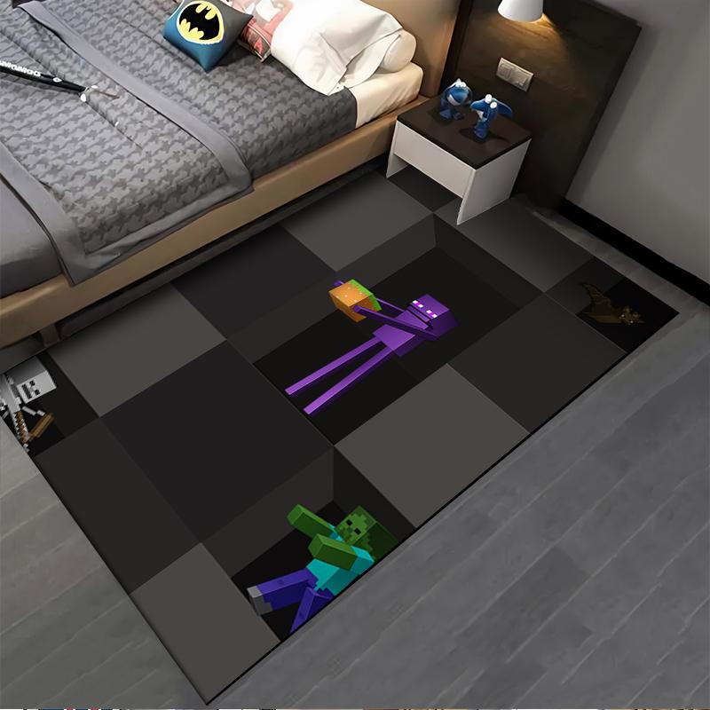 "Pixel Art Style Carpet with Purple Character and Dark Theme" Suitable for use as an anti-slip for living room bedroom sofas
