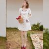Women's Sweet Pastoral Square Neck Short Sleeve A-Line Midi Dress