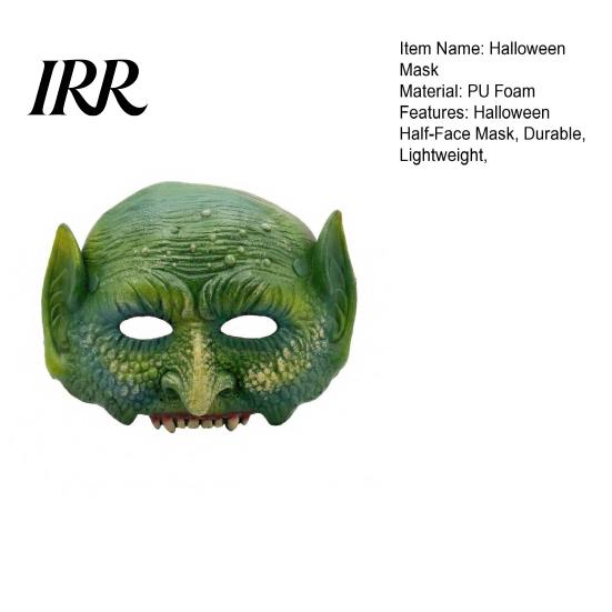 Accessoire de Costume en Matière Douce Masque de Lézard Vert pour Halloween, Masque Semi-Visage Texturé Réaliste, Accessoire de Masque Animal Léger en Mousse PU pour Fête,