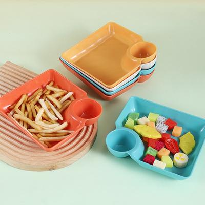 Multi-purpose French Fries Ketchup Holder Dumpling Plate With Vinegar Plate Snack Dish 2-Grid Spices Dish Dumplings Dessert