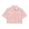 Emerald Solid Color Casual Woven Short Sleeve Shirt Women Shirts Watermelon-Pink F11W334704F-PK