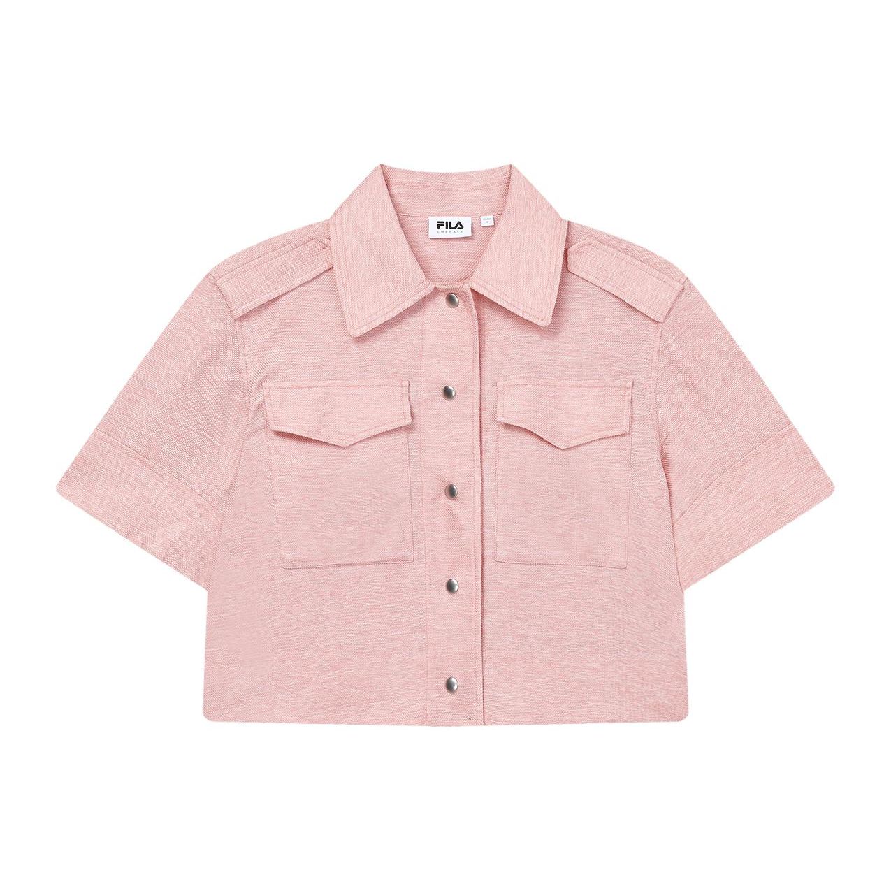 

FILA Emerald Solid Color Casual Woven Short Sleeve Shirt Women shirts Watermelon-Pink F11W334704F-PK S