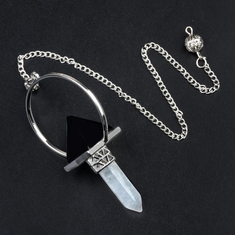 Pyramid Healing Crystal Point Pendulum with 7 Chakra Stone Beads Chain for Dowsing Divination Reiki Meditation