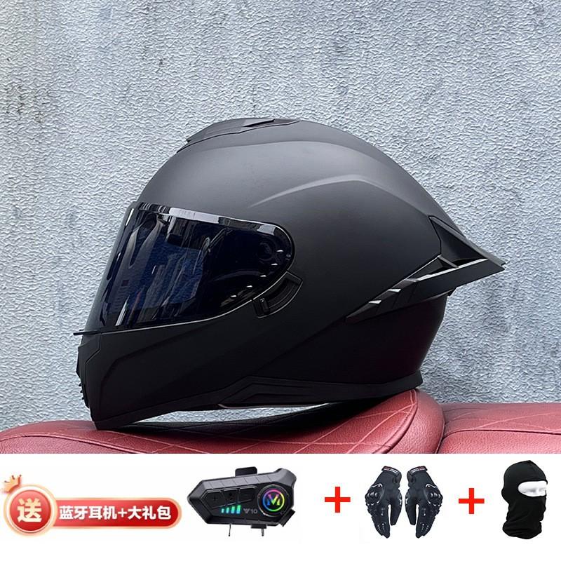 Full Face Motorcycle Helmet With External Bluetooth Module Men Women Large Rear Wing Sport Style DOT Approved