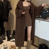 Atmosphere heavy industry lazy rough twist large lapel knitted cardigan lazy temperament casual long sweater jacket