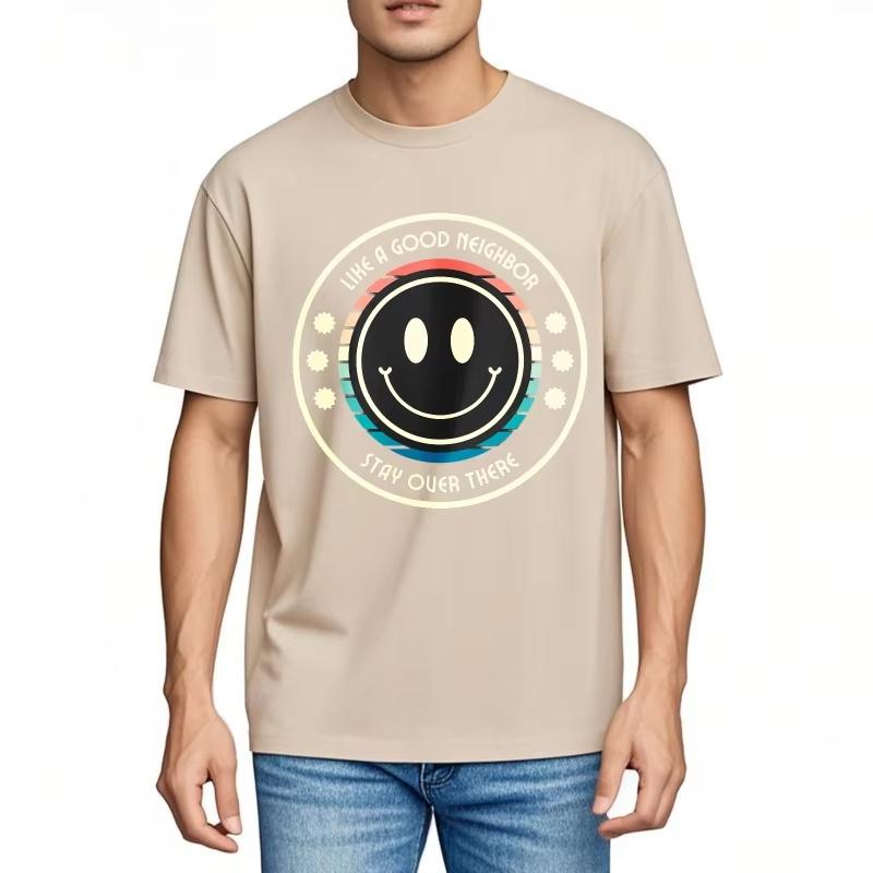 Fashion Tshirt Printed Boys Round Neck Tshirt Casual Like A Good Neighbor Stay Over There Cool Tops Minimalist Teeshirt