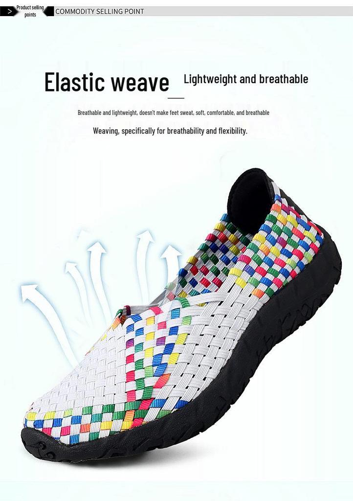 Damen Sandalen Frühling/Sommer Atmungsaktiv Gewebt - Handgemacht, Bequem, Modisches Flaches Design