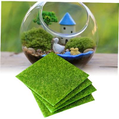 4pcs Artificial Grass Cover Fake Grass Mat Grass Patch Faux Grass Rug Artificial Grass Turf Rug Mini Artificial Turf Fairy Grass Lawn Mat Turtle Tank