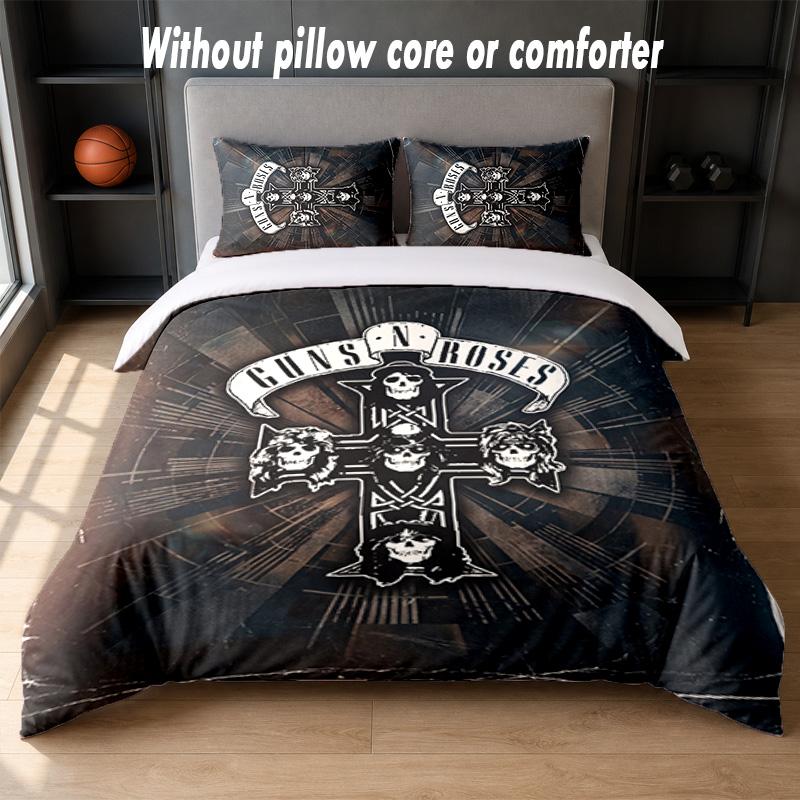 Guns N’ Roses Design Bed Bedding Set 1 Duvet Cover + 2 Pillowcases Soft Breathable Household Bed Linens