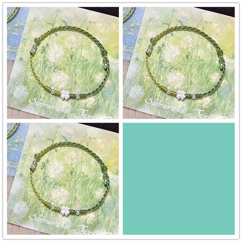 

Весенне-летний не мейнстрим стиль Браслет для пары ручной работы из клевера Регулируемый ремешок для переноски для подруг Маленький подарок для парня Four-Leaf Clover bracelet [3]]