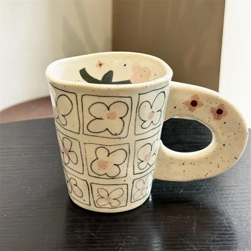 

Брызги чернил, керамическая кофейная чашка, слепленная вручную 200-400ml белый