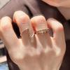 Creative Inlay Diamonds Stacking Style Double Layered Leaf Ring for Women Simple Wave Gloss Ring Adjustable Party Jewelry Gift