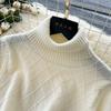 Spring Autumn Women Full Sleeve Turtleneck Plaid Knitted Sweater Mini Short Sheath Dresses with Belt