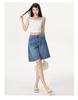 Retro Spicy Girl Elastic Waist Five-Point Denim Shorts – Women's Summer Mid-Length Wide-Leg Pants