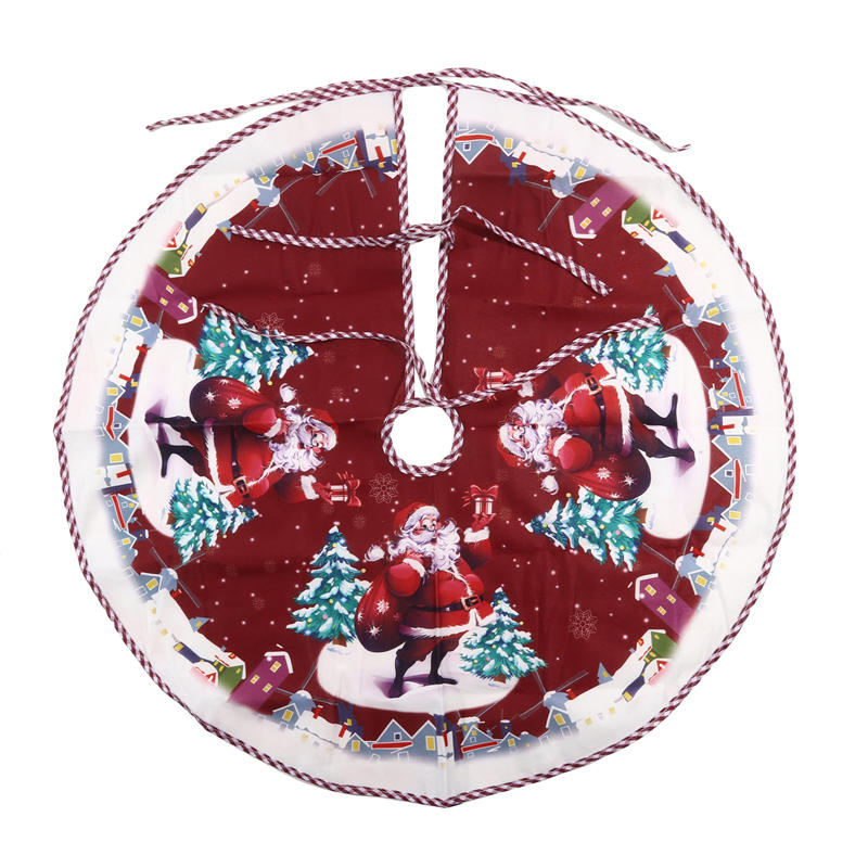 Cute Santa Snowman Printed Christmas Tree Skirt Mat Farmhouse Tree Skirts Indoor Ourdoor Merry Christmas Holiday Party Decor