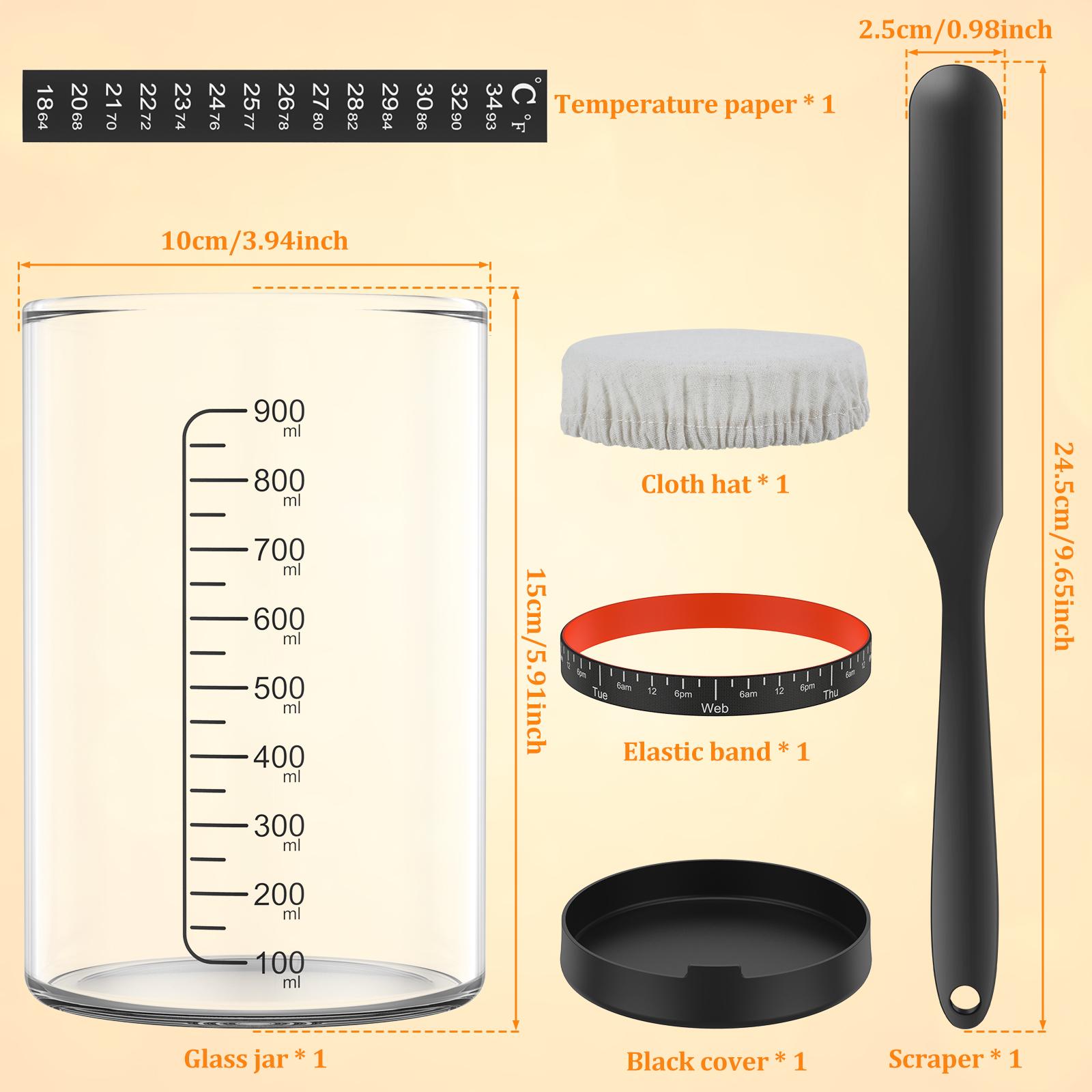 

Набор из 5 предметов для закваски 1000 мл / набор Контейнер для закваски из прозрачного стекла, термостойкий, банка для ферментации для выпечки, пищевая