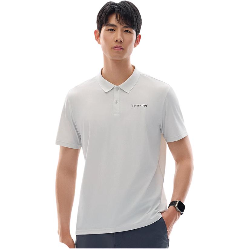Anta Comfortable Casual Simple Versatile Letter Print Short Sleeve Polo Shirt Men tops Basic-Black 952527138-5