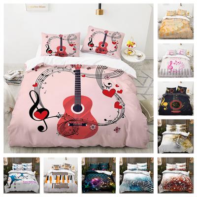 Music Bedding Set 3D Note Down Duvet Cover 2/3 Pieces Single Bed Double Bed Duvet Cover Girl Teens Music Enthusiast Room Bed Cover Birthday Gift
