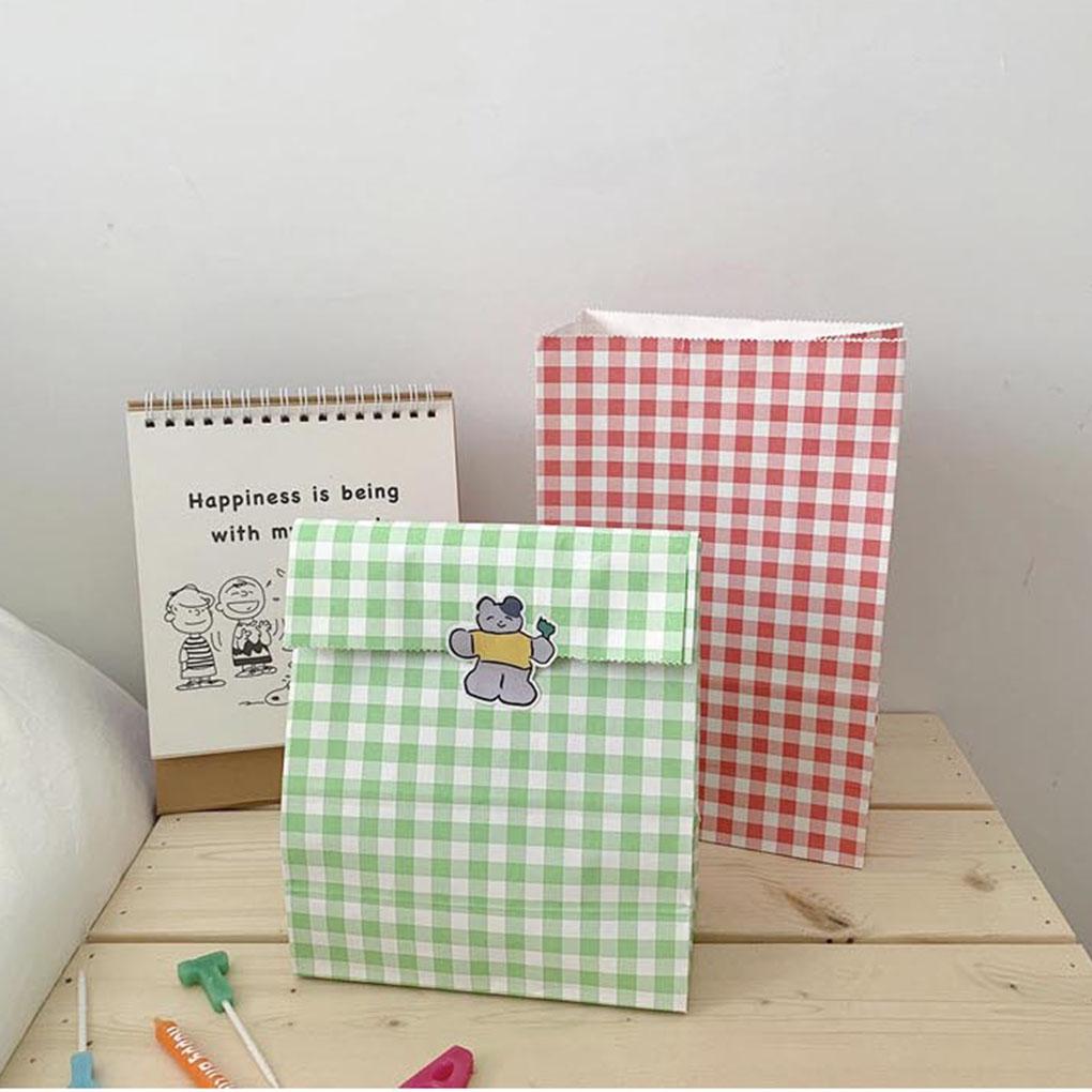 Paper Plaid Bags Wrapping Colorful Gift Packaging Bag Storage Candy Multifunctional Large Capacity Organizer Props