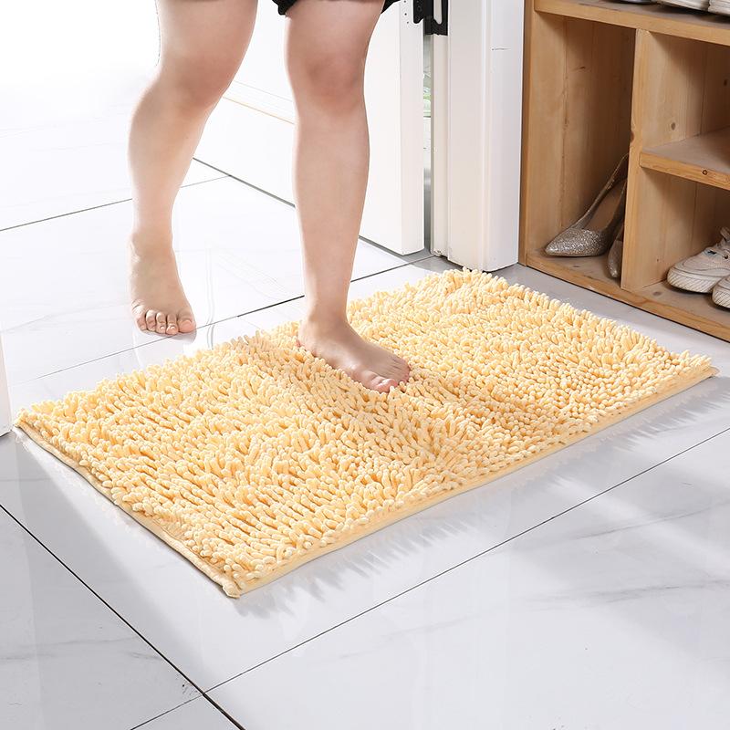 Inyahome Plush Microfiber Non Slip Soft Bathroom Rug Absorbent Machine Washable Chenille Bath Mat Quick Dry Shag Bathroom Carpet