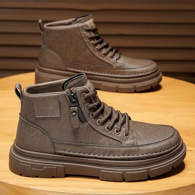 High-top Martin Boots Men's Shoes Autumn New Labor Insurance Shoes Black Leather Shoes Non-slip and Wear-resistant Tooling Shoes Casual Short Boots