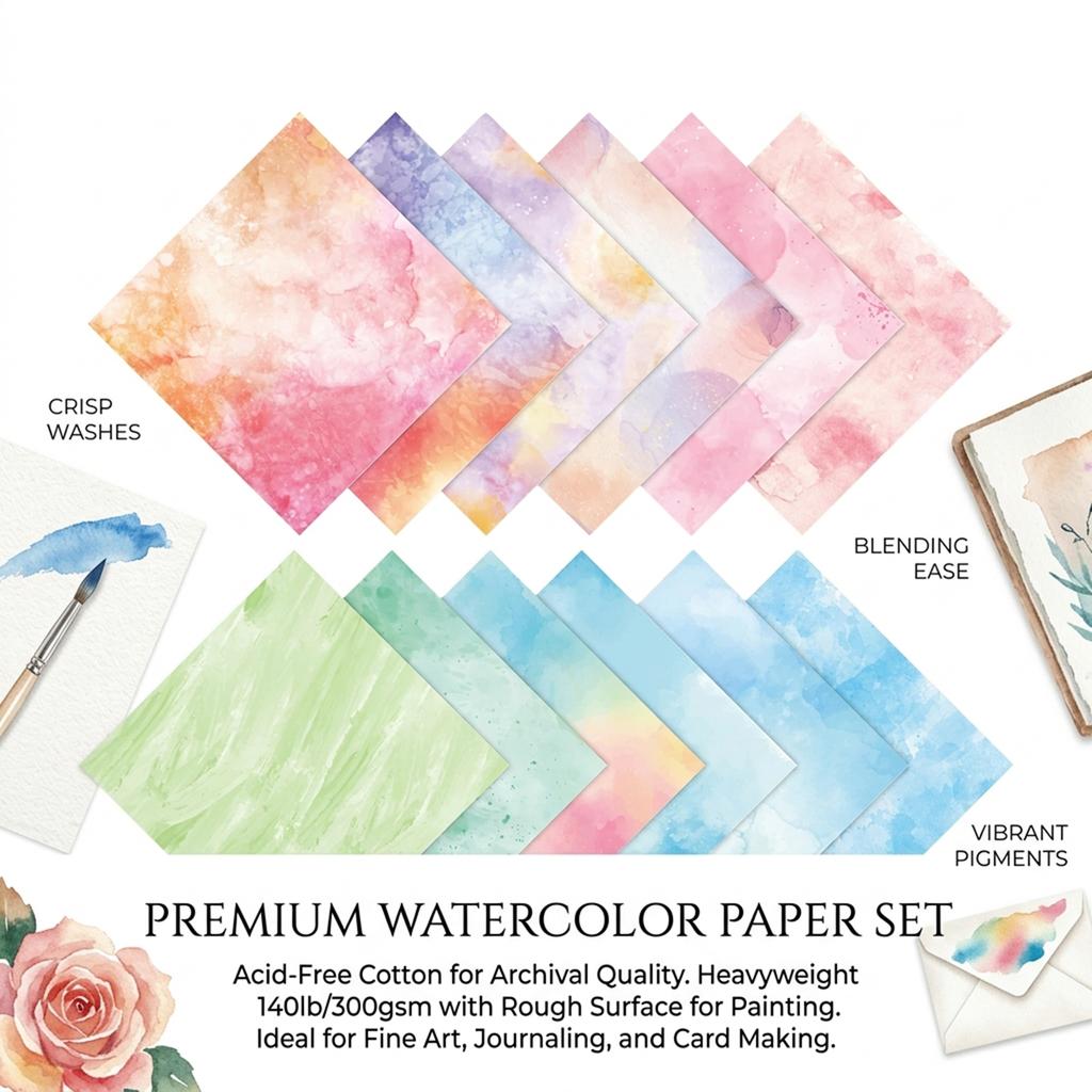 DIY Scrapbook Background Paper 12 Sheets Watercolor Pattern Paper For Journal Decoration