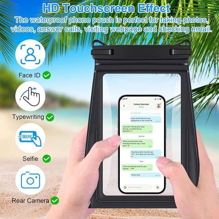 Housse Étanche avec Sangle Réglable pour Téléphone, Protection Waterproof IPX8 pour Smartphone Écouteurs Carte