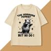 Horrory trwają, ale ja też T-shirt Retro Opossum Zabawny T-shirt Zdrowie Psychiczne Damskie Koszulki Street