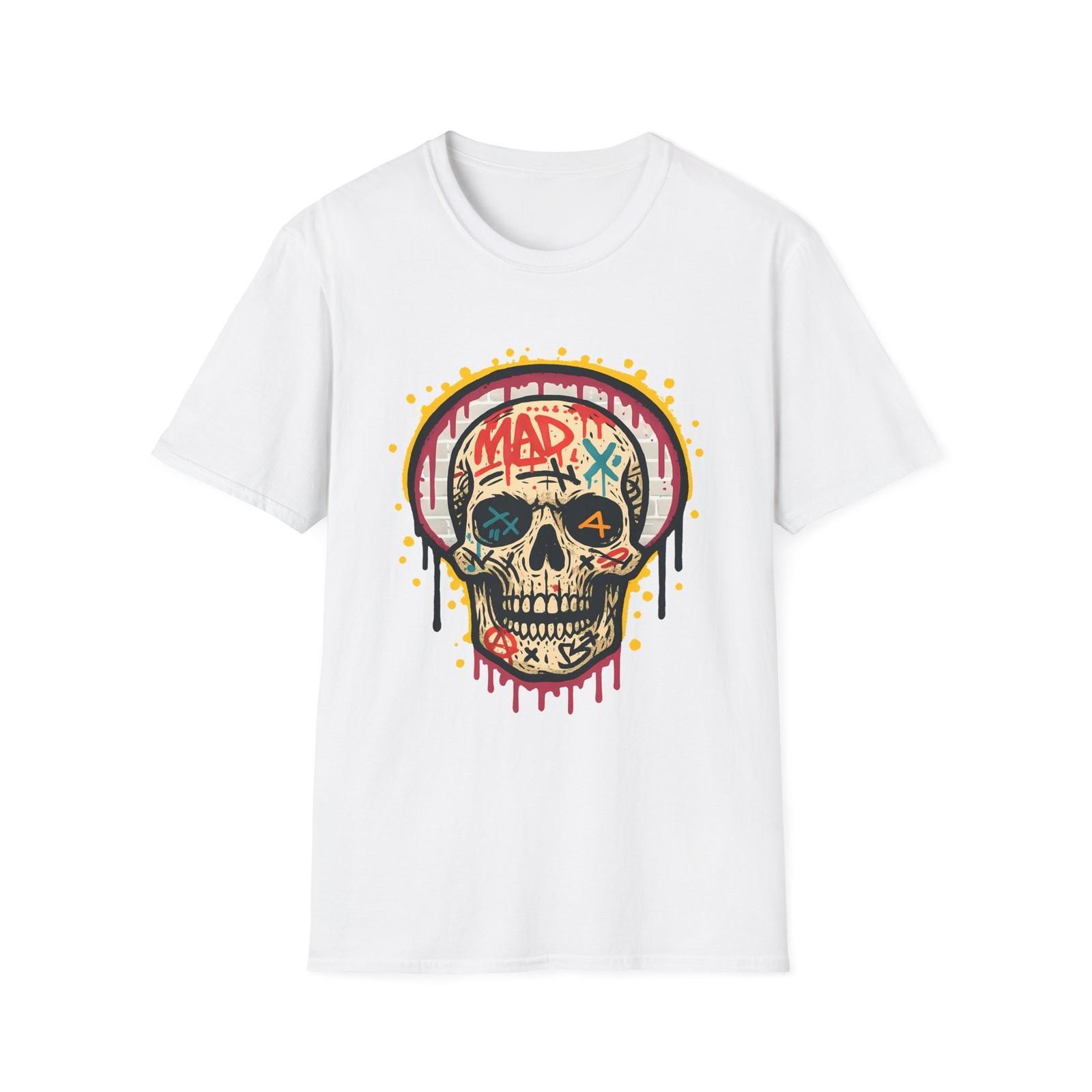 Unisex Softstyle T-Shirt Skull Graffiti Urban Street Art Rebellion S
