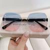New Frameless Cut Edge Sunglasses Trendy Internet Famous Plain Face Sunshade Sunglasses Versatile Sunglasses