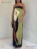 2026 Spring European & American Women's Off-the-Shoulder Sleeveless Backless Printed Dress