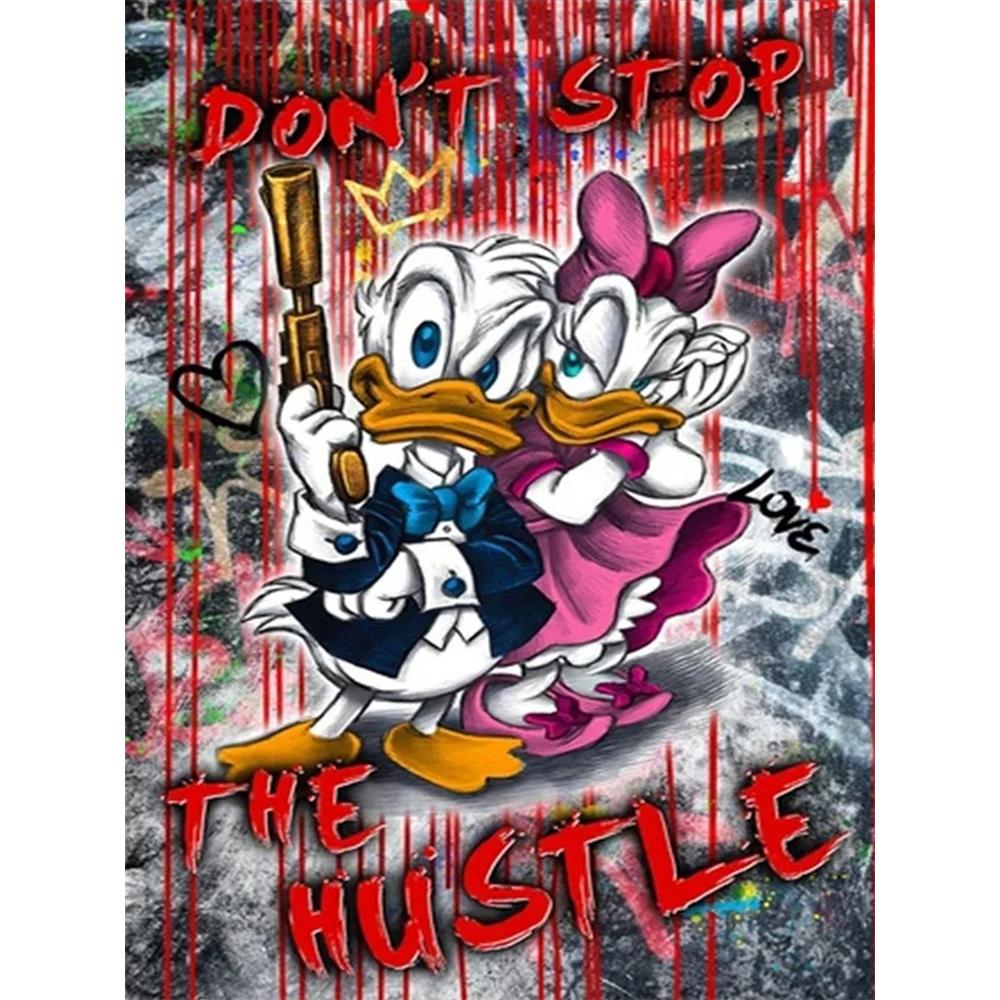 

Disney Diamond Painting Donald Duck Daisy Street Style Cute DIY Rhinestone Mosaic Cross Stitch Kit Embroidery Gift Home Decor Round 20x30cm