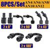 8Pcs Uuiversal 4AN 6AN 8AN 10AN 12AN Oil Fuel Cooler Push On Hose Fitting 2x0° 2x90° 2x45° 2x180° Degree Rubber Tube End Adapter