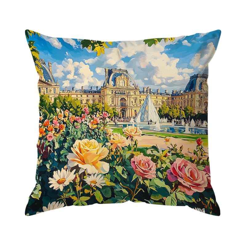 Rustic Style Paris Garden Sofa Cushion Comfortable Pillow Office Cover Living Room Home Decor Modern Printed Pillowcase
