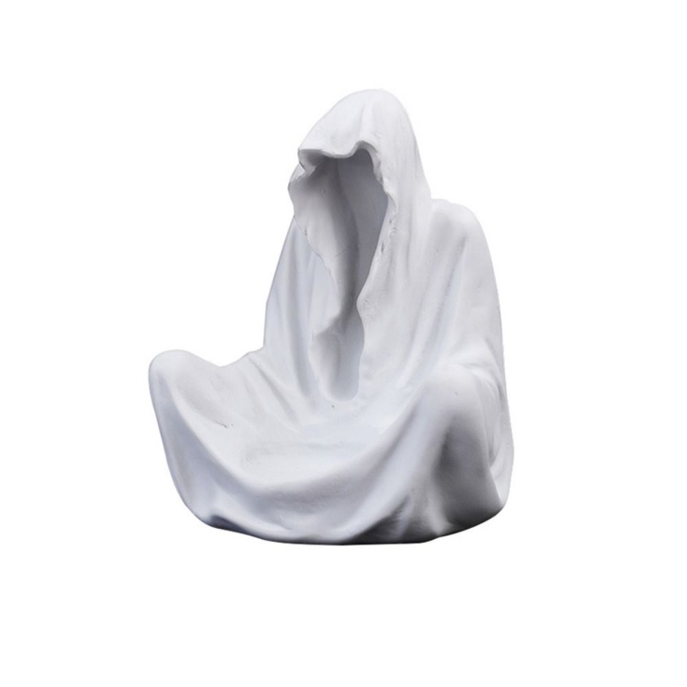 Resin Wizard Candlestick Cloaked Candle Stand Table Ornament Sitting Ghost Candle Holder  Halloween Style A