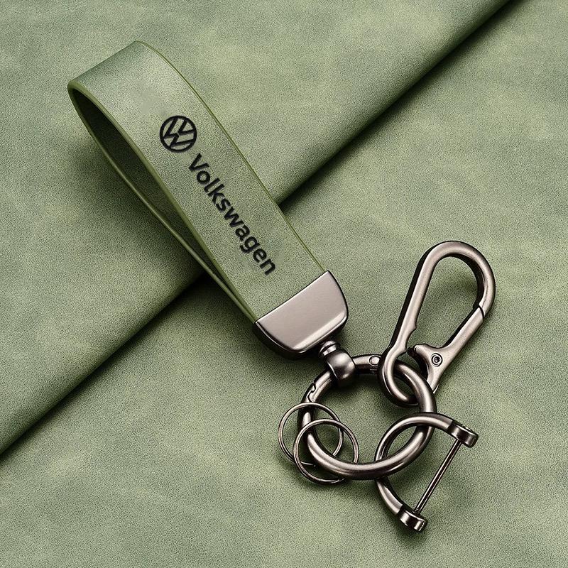 VW Logo Car Key Chain Metal/Leather Keyring Auto Interior Accessorie For Volkswagen RLine Golf Amarok T5 ID3 Tiguan Polo Arteon Mc9
