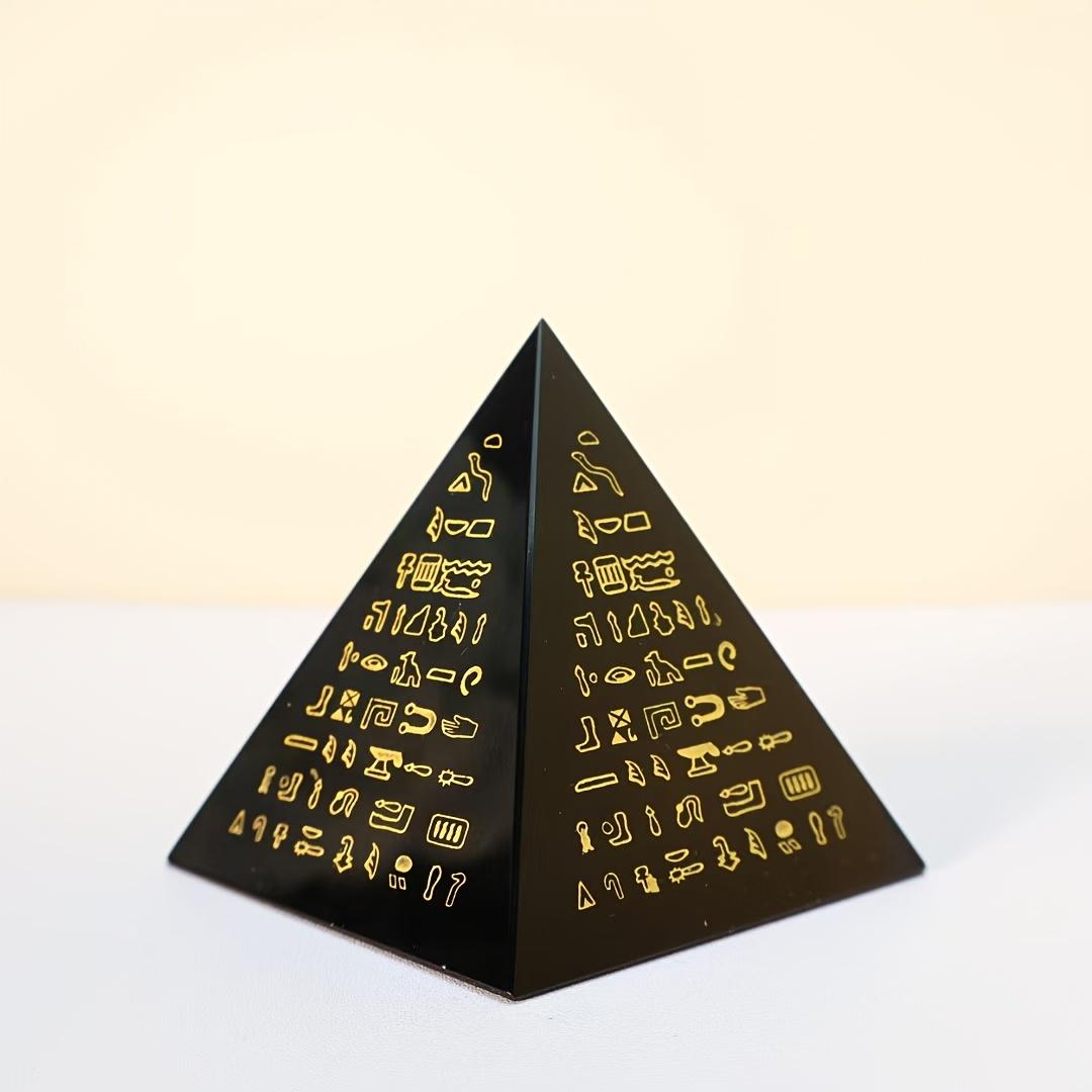 Ancient Egyptian Hieroglyph Crystal Pyramid Ornament Historical Culture Inspired Decor for Collection Gift Glass Home Ornament чёрный