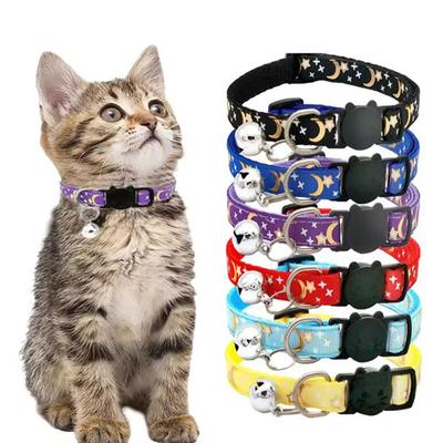1PC Star Moon Quick Release Kitten Cat ID Collar Puppy Dog Collars Engraved Tag Set With Bell For Small Dogs Cats 2026